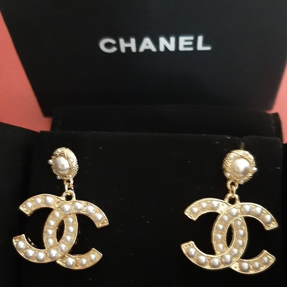 CHANEL Jewelry Authentic Chanel Cc Pearl Drop Earrings Poshmark